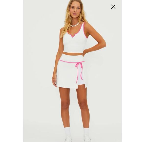 Beach Riot Winnie Wrap Front Skirt in Strawberry White/Pink SZ S - Picture 2 of 10